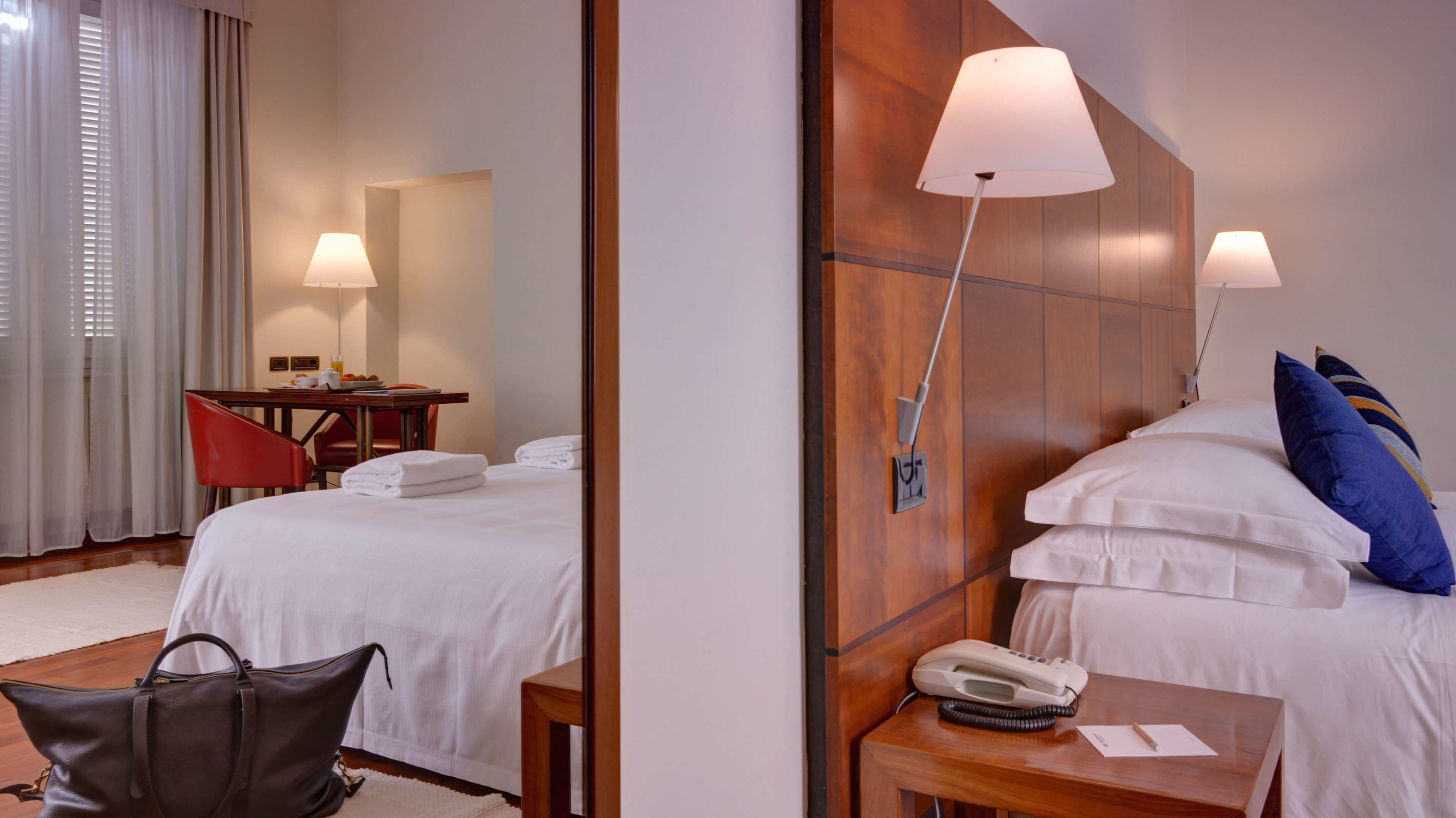 hypo-allergenic bedding, down duvets, minibar, in-room safe