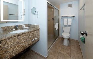 Suite, 1 King Bed (Smoke Free) | Bathroom | Free toiletries, hair dryer, towels, soap