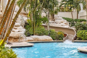 3 outdoor pools, open 7:00 AM to 7:00 PM, cabanas (surcharge)