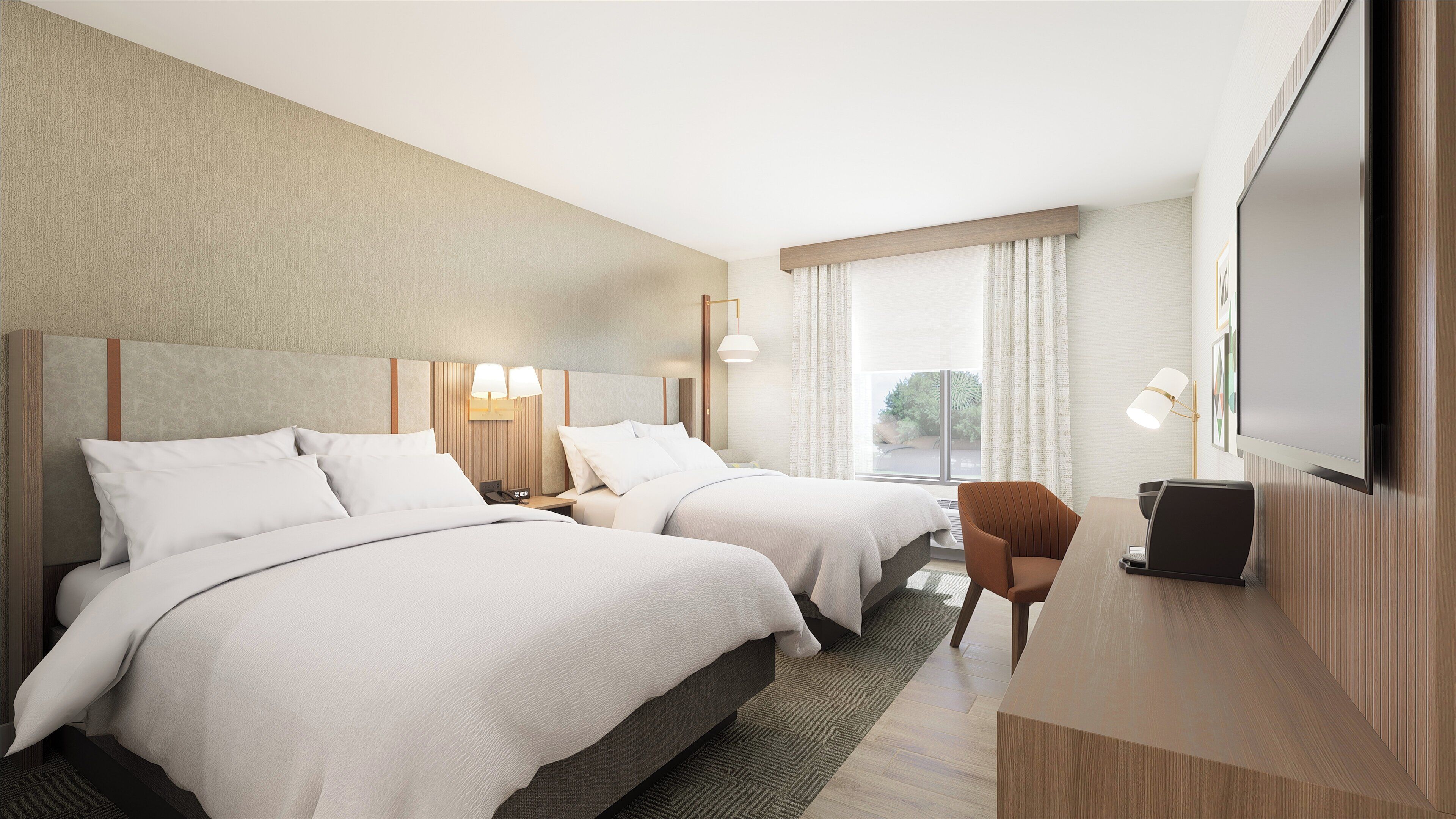 Värdeförvaringsskåp på rummet, skrivbord och arbetsyta för laptop