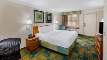 Premium bedding, pillowtop beds, desk, blackout drapes