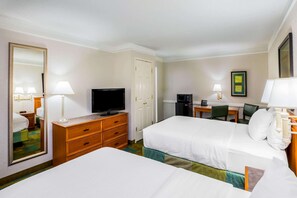 Premium bedding, pillowtop beds, desk, blackout drapes