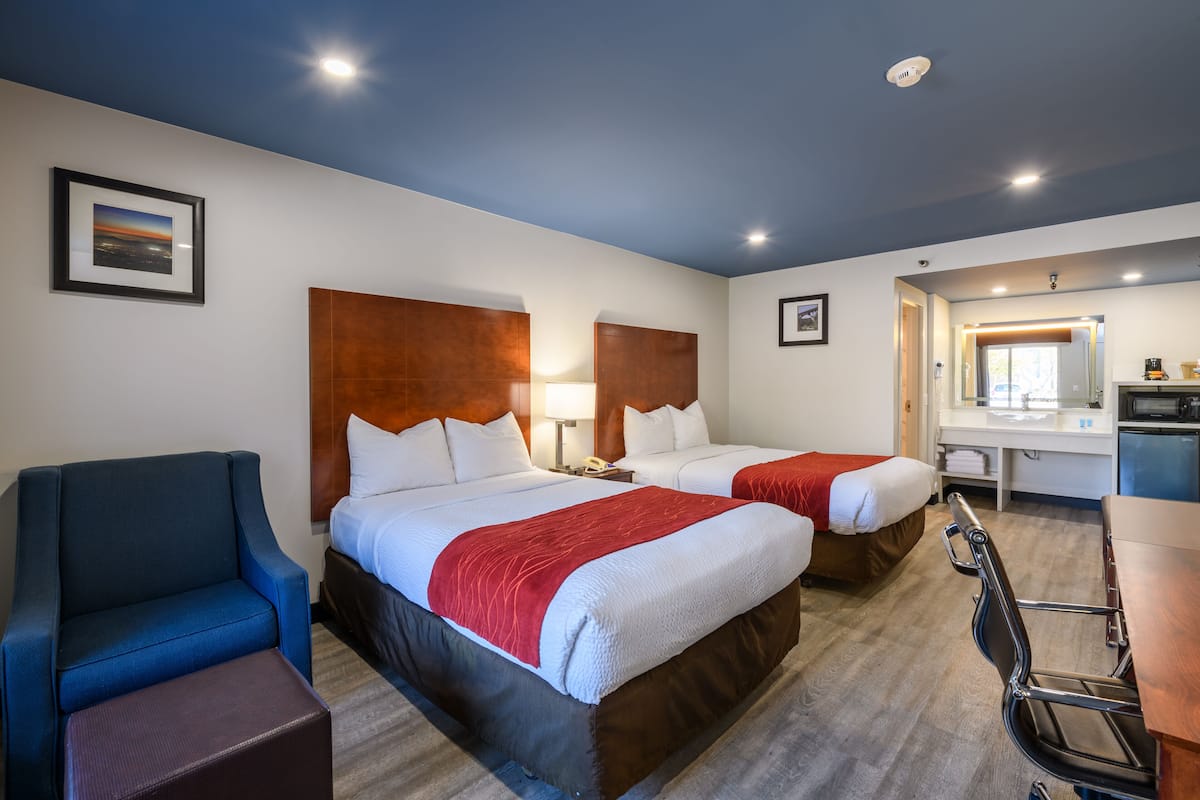 Standard Room, 2 Double Beds, Non Smoking, Refrigerator & Microwave (Single Use) | Down duvets, in-room safe, desk, iron/ironing board