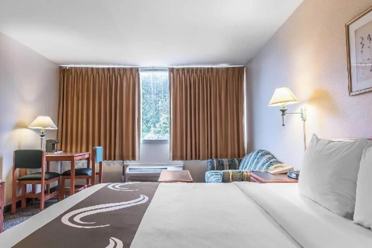 Ropa de cama de alta calidad, escritorio y cortinas blackout