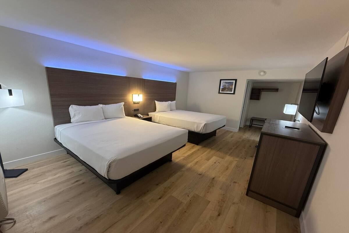 Room, 2 Queen Beds, Non Smoking | Blackout drapes, iron/ironing board, free WiFi, bed sheets