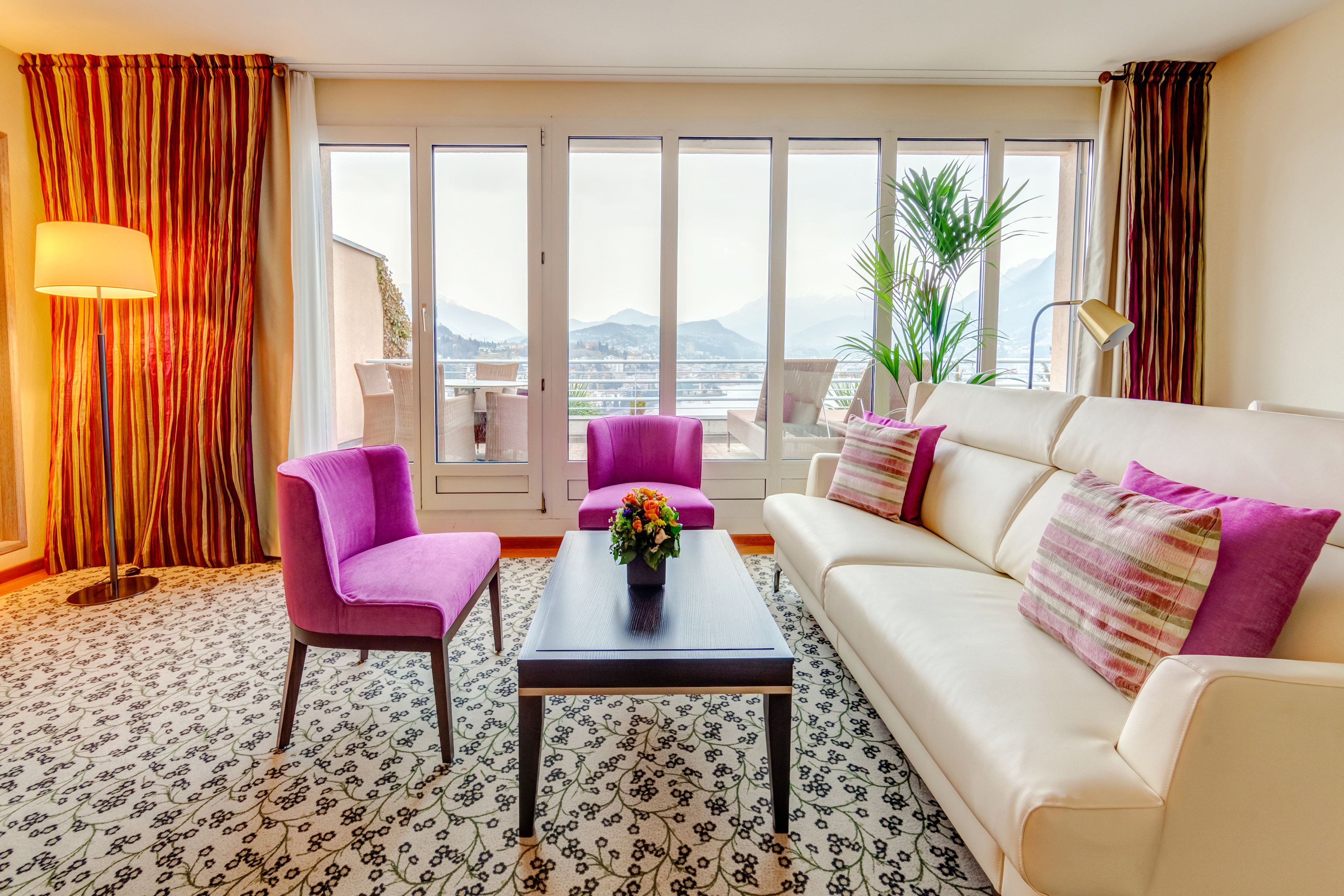 penthouse, lake view | living area | flat-screen tv, dvd player, heated floors