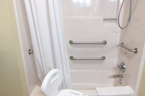 Room, 1 King Bed, Accessible, Non Smoking | Bathroom | Combined shower/tub, free toiletries, hair dryer, towels