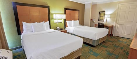 Premium bedding, desk, blackout curtains, iron/ironing board