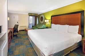 Premium bedding, desk, blackout curtains, iron/ironing board