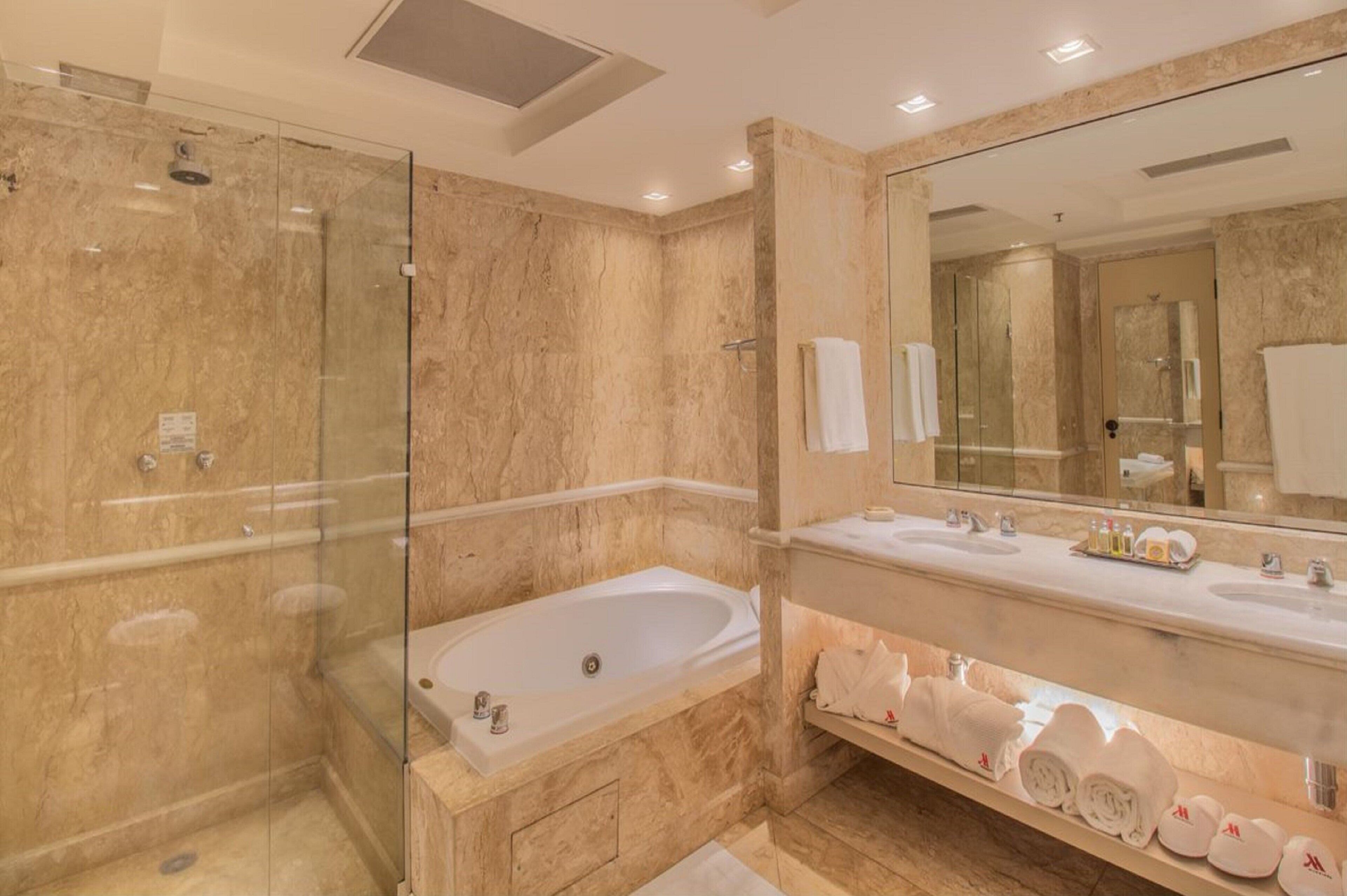 free toiletries, hair dryer, bidet, towels