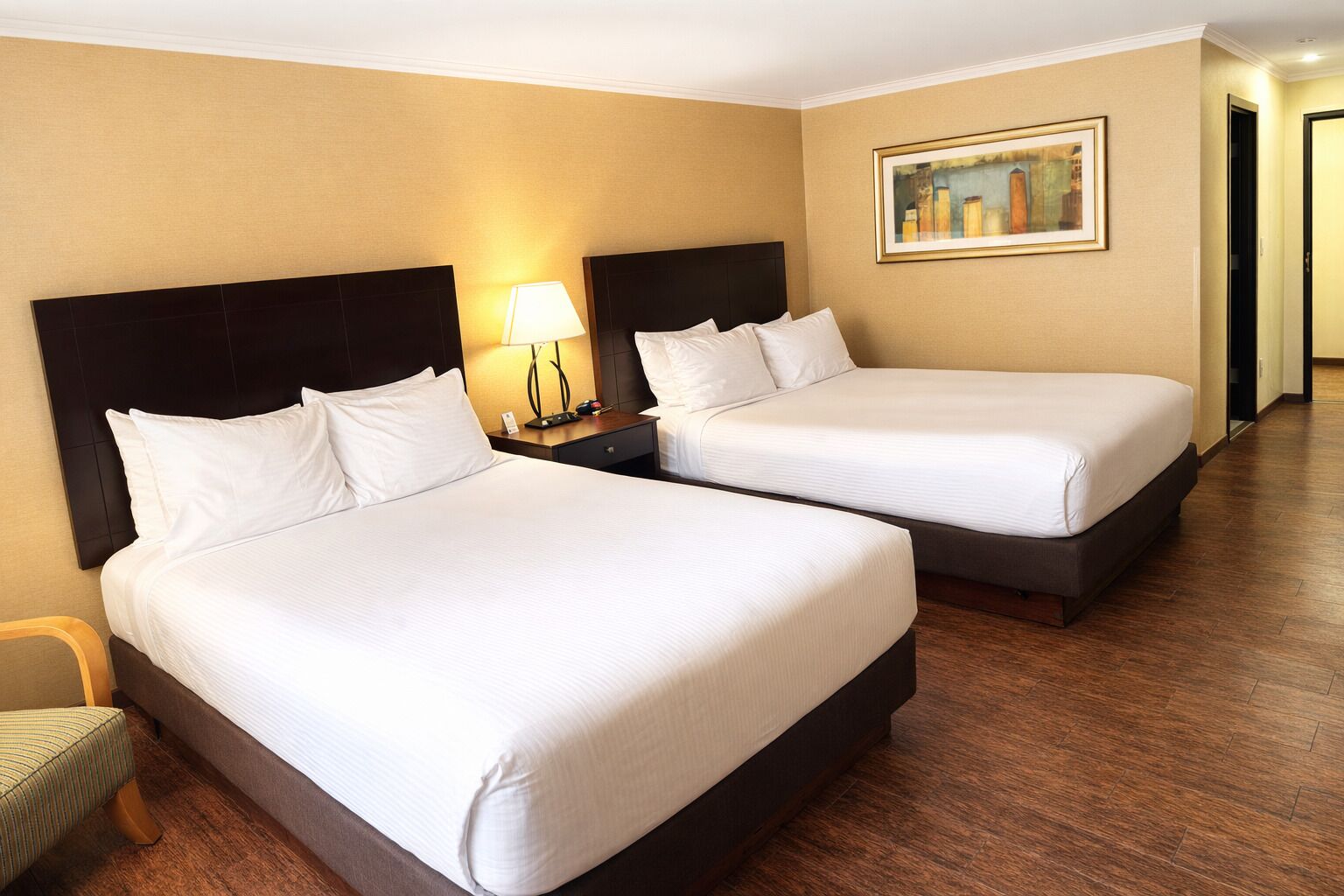 Pillow-top beds, desk, laptop workspace, iron/ironing board