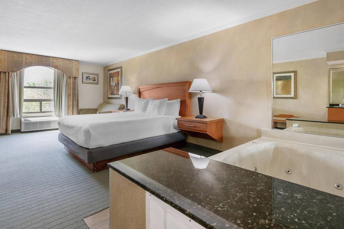 Suite, 1 King Bed, Non Smoking, Jetted Tub (with Sofabed) | Pillowtop beds, desk, laptop workspace, iron/ironing board