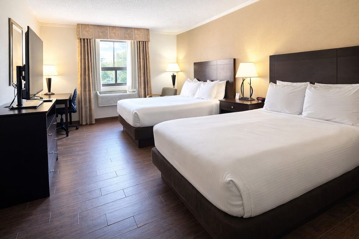 Standard Room, 2 Queen Beds, Non Smoking, Refrigerator (Pet Friendly) | Pillowtop beds, desk, laptop workspace, iron/ironing board