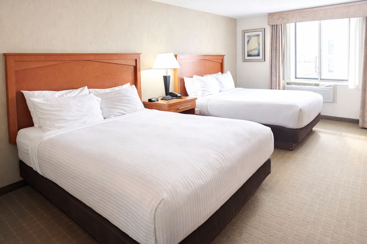 Pillow-top beds, desk, laptop workspace, iron/ironing board