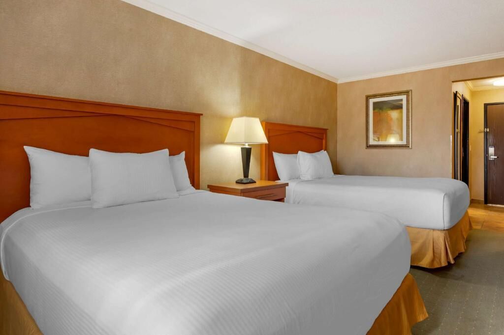 Pillowtop beds, desk, laptop workspace, iron/ironing board