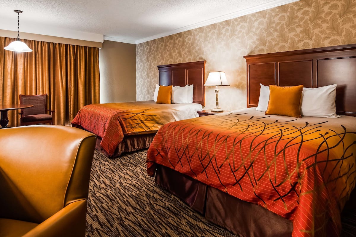 Standard Room, 2 Queen Beds, Non Smoking, Balcony | Laptop workspace, iron/ironing board, WiFi, bed sheets
