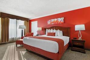 Suite, 1 King Bed, Accessible, Refrigerator & Microwave (Walk-in Shower;with Sofabed) | In-room safe, desk, laptop workspace, iron/ironing board