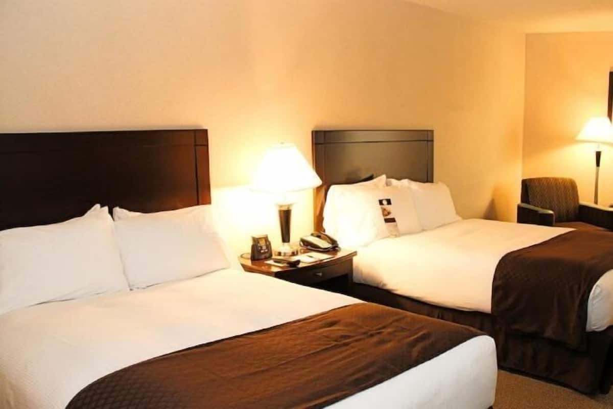 Roupas de cama premium, cofres nos quartos, escrivaninha