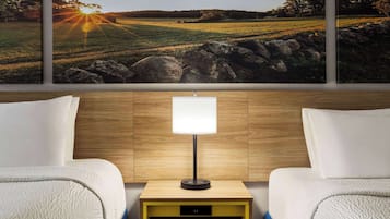 Deluxe Room, 2 Queen Beds, Non Smoking | In-room safe, desk, blackout drapes, iron/ironing board