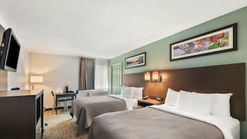 Standard Room, 2 Double Beds, Non Smoking | Desk, blackout drapes, iron/ironing board, free cribs/infant beds