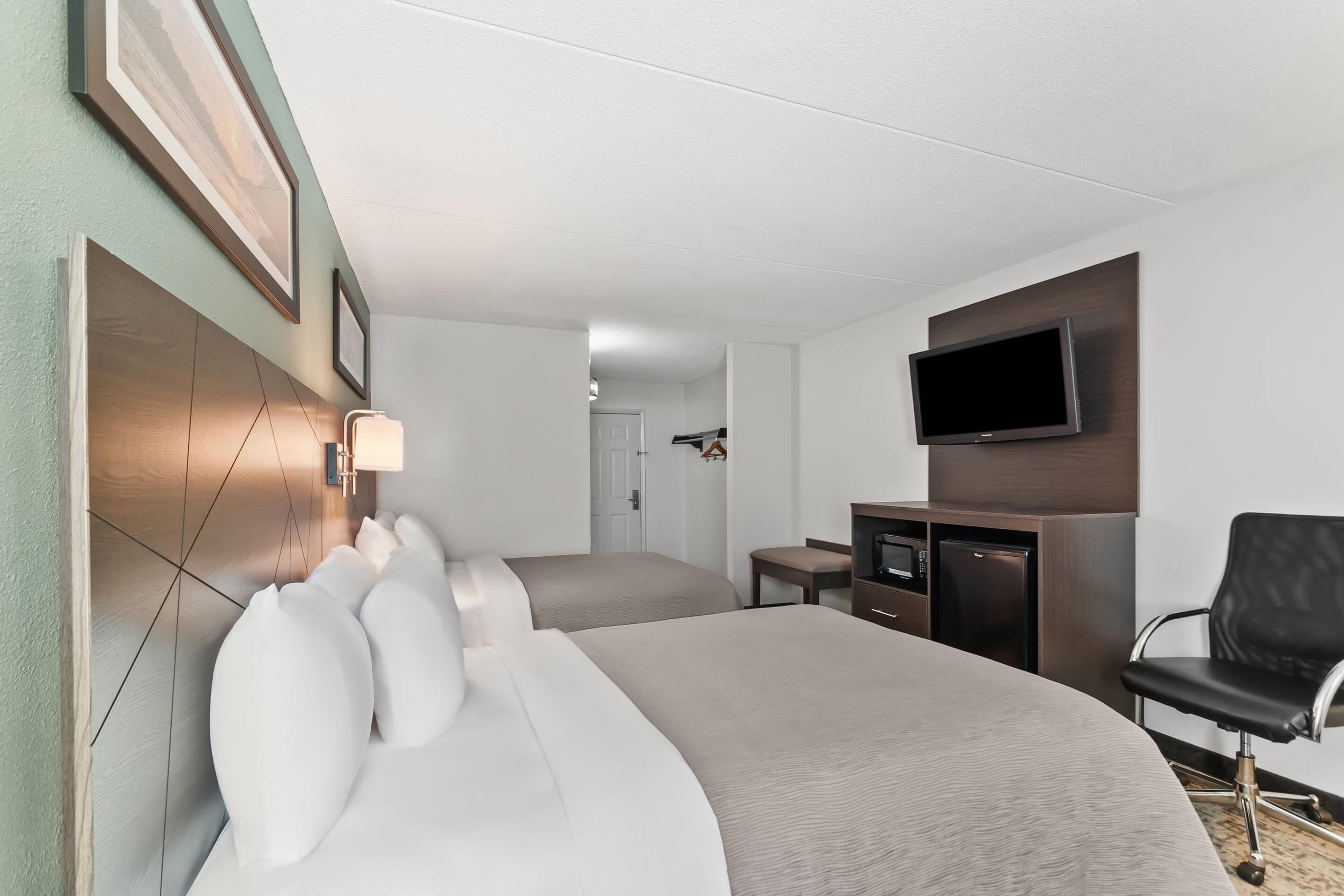 standard room, 2 double beds, non smoking | desk, blackout curtains, iron/ironing board, free cots/infant beds