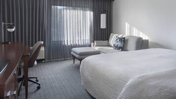 Premium bedding, pillowtop beds, desk, blackout drapes