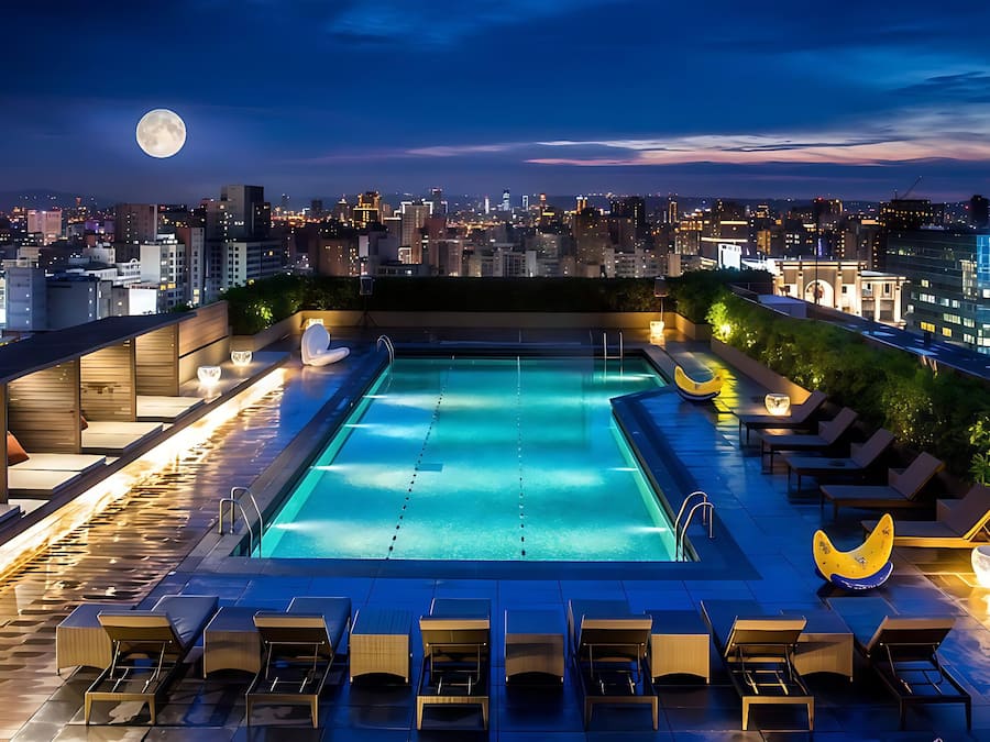 Una piscina al aire libre