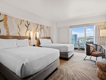 Hotel room view looking out at Ala Moana Hotel by Mantra