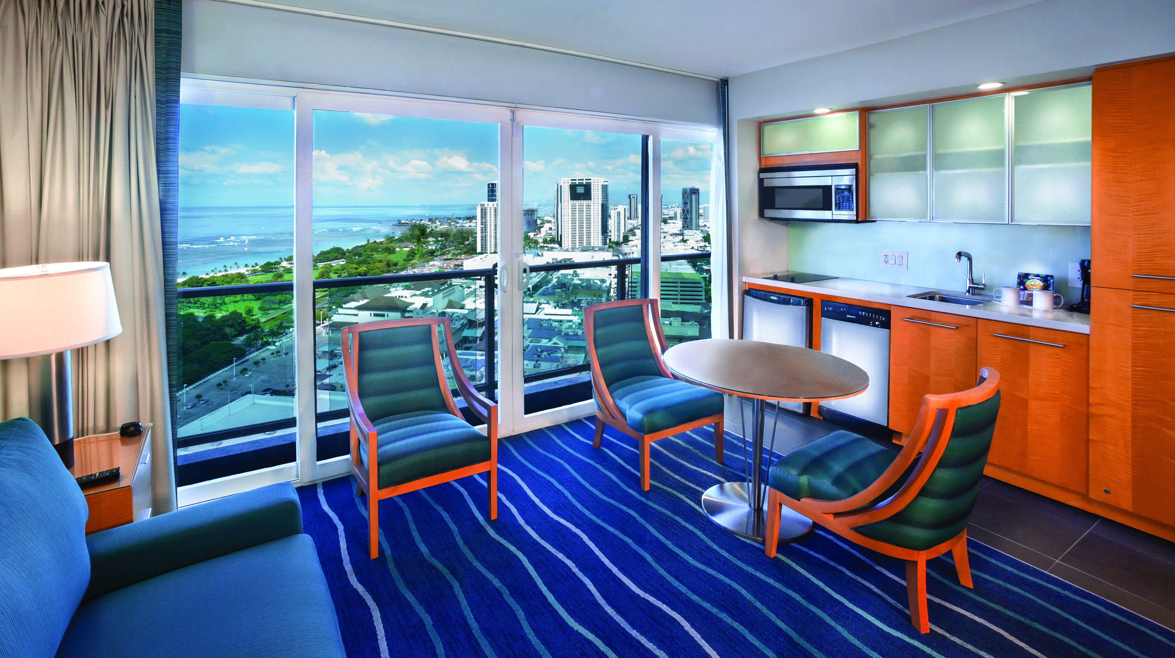 fridge, microwave, coffee/tea maker