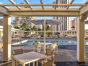 Outdoor pool, sun loungers