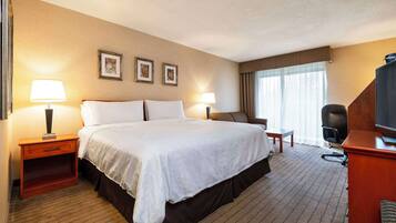 Premium bedding, pillowtop beds, desk, blackout drapes
