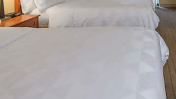 Premium bedding, pillowtop beds, desk, blackout drapes