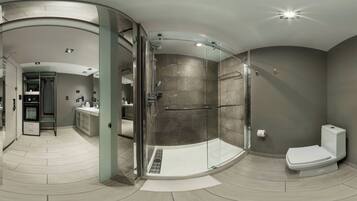 Eco-friendly toiletries, hair dryer, bathrobes, towels