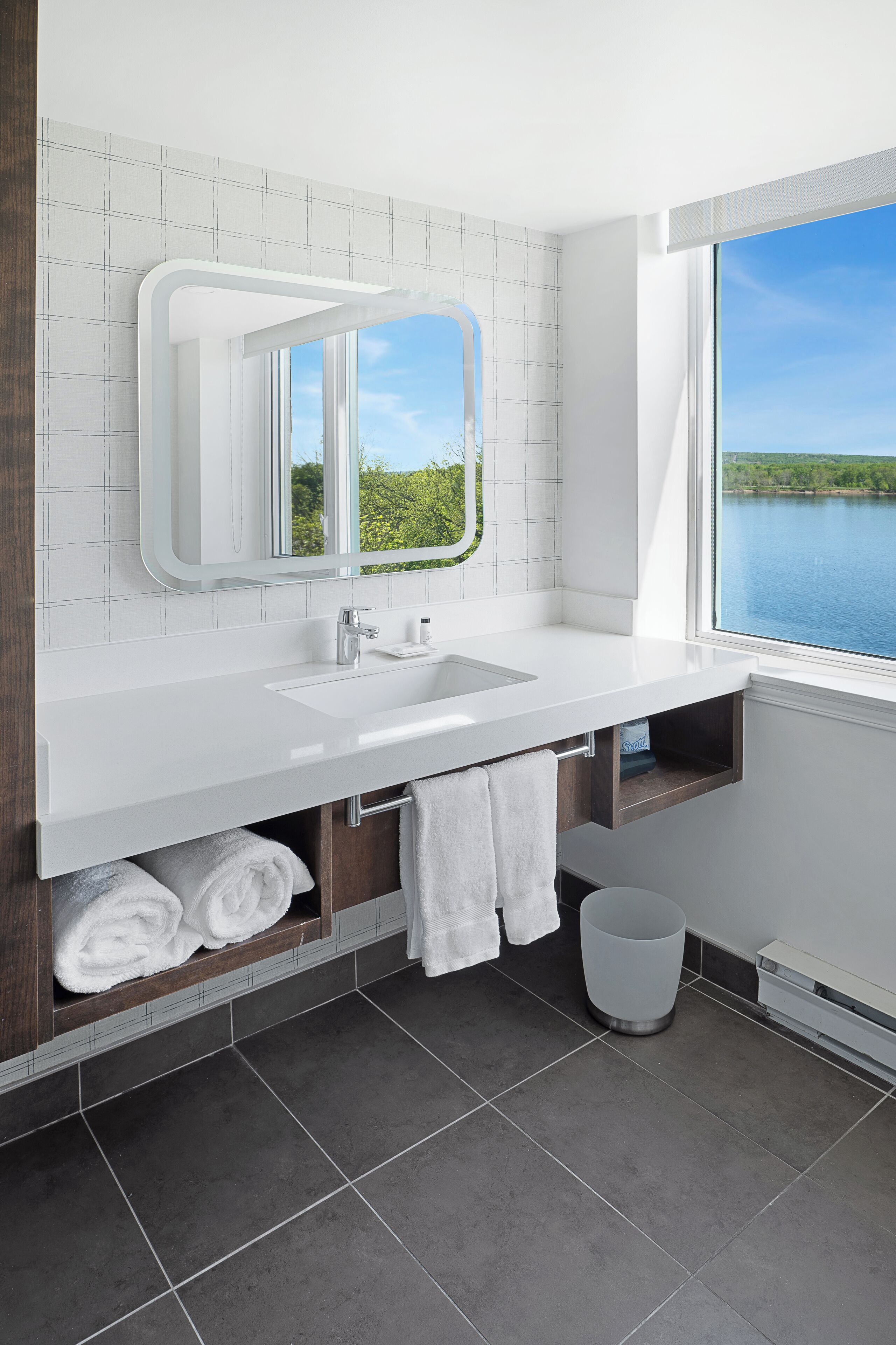 junior suite, 1 king bed with sofa bed, river view | bathroom | combined shower/bathtub, free toiletries, hair dryer, towels