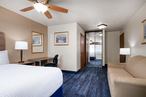 Pillowtop beds, desk, laptop workspace, blackout drapes