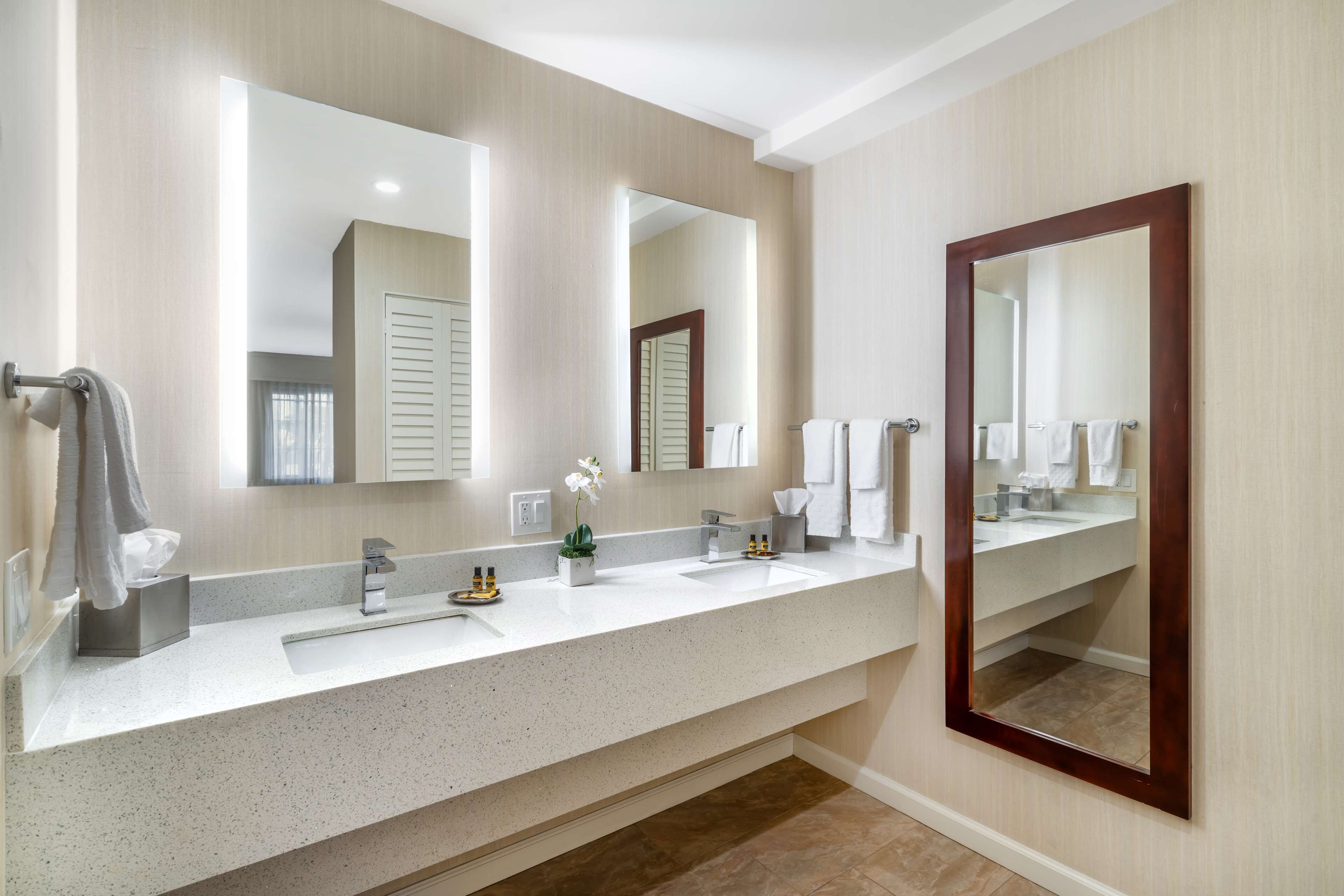 suite, 1 king bed, non smoking, refrigerator & microwave (oversized room;with sofabed) | bathroom | combined shower/bathtub, eco-friendly toiletries, hair dryer, towels