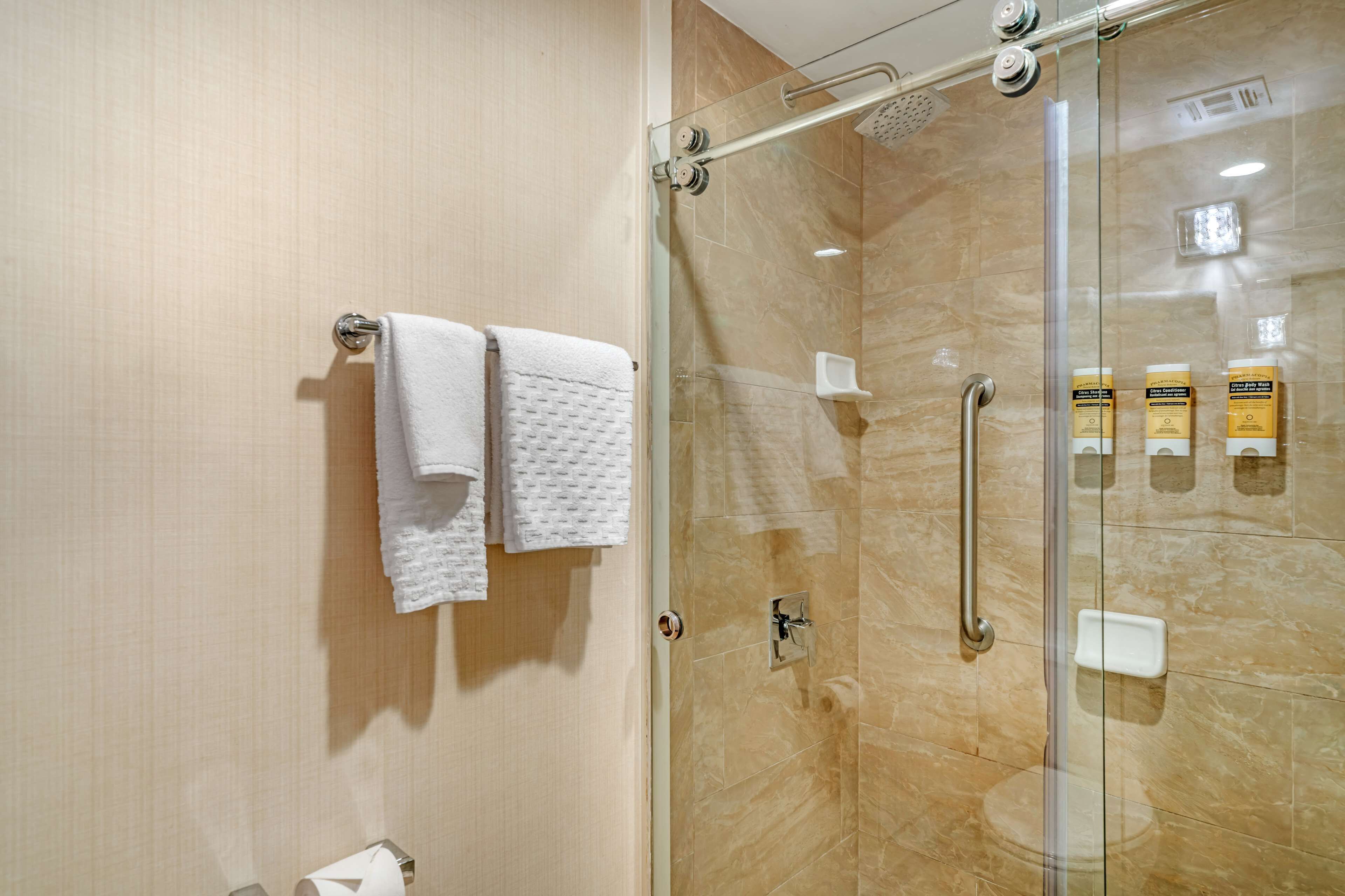 Suite, 1 King Bed, Non Smoking, Kitchen (Living Room;Oversized Room) | Bathroom | Combined shower/tub, eco-friendly toiletries, hair dryer, towels