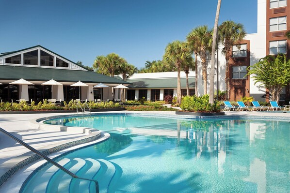 Outdoor pool, open 9:00 AM to 10:00 PM, free pool cabanas