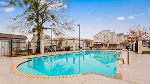 Outdoor pool, sun loungers