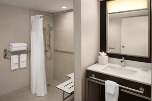 Room, 1 King Bed with Sofa bed, Non Smoking | Bathroom | Combined shower/tub, free toiletries, hair dryer, towels