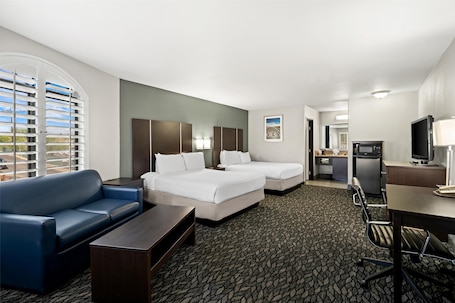 Standard Room, 2 Queen Beds, Non Smoking, Microwave (Larger Room) | Pillowtop beds, desk, iron/ironing board, free WiFi