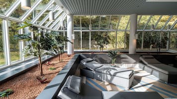 Indoor pool, open 6:30 AM to 10:30 PM, pool loungers
