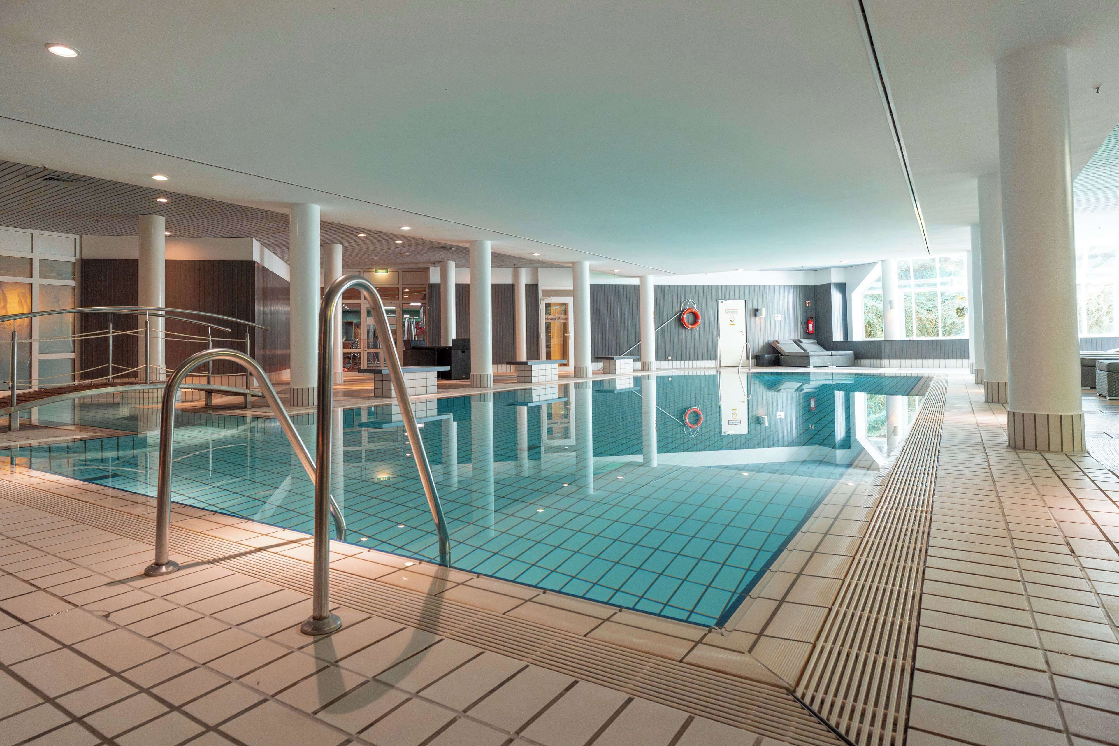 indoor pool, pool loungers