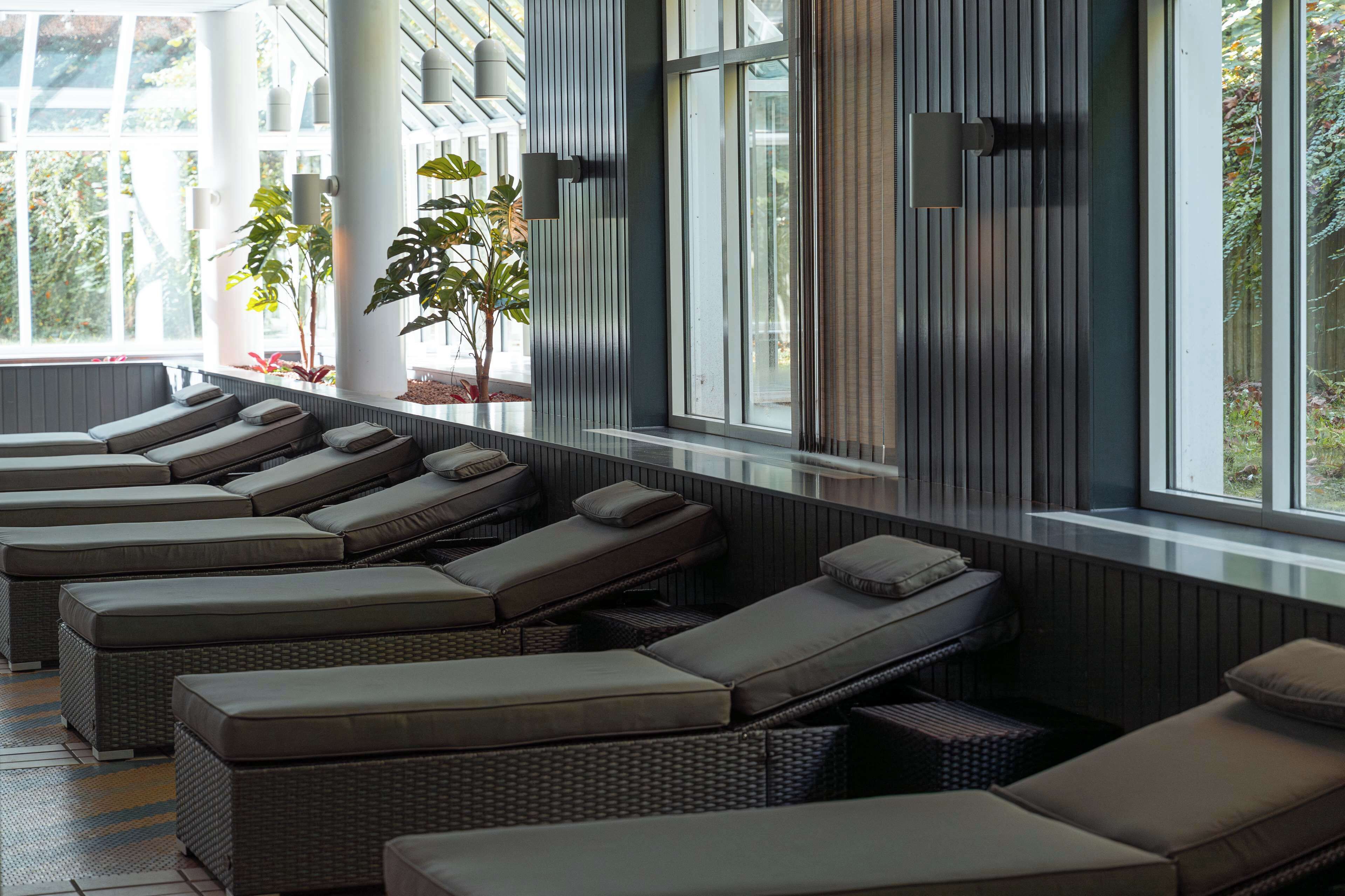 indoor pool, pool loungers