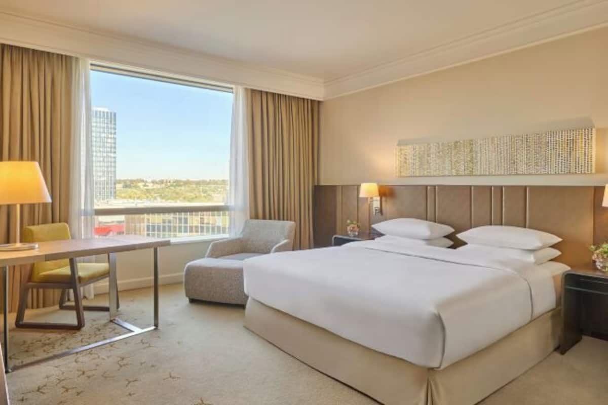 In-room safe, desk, laptop workspace, blackout curtains