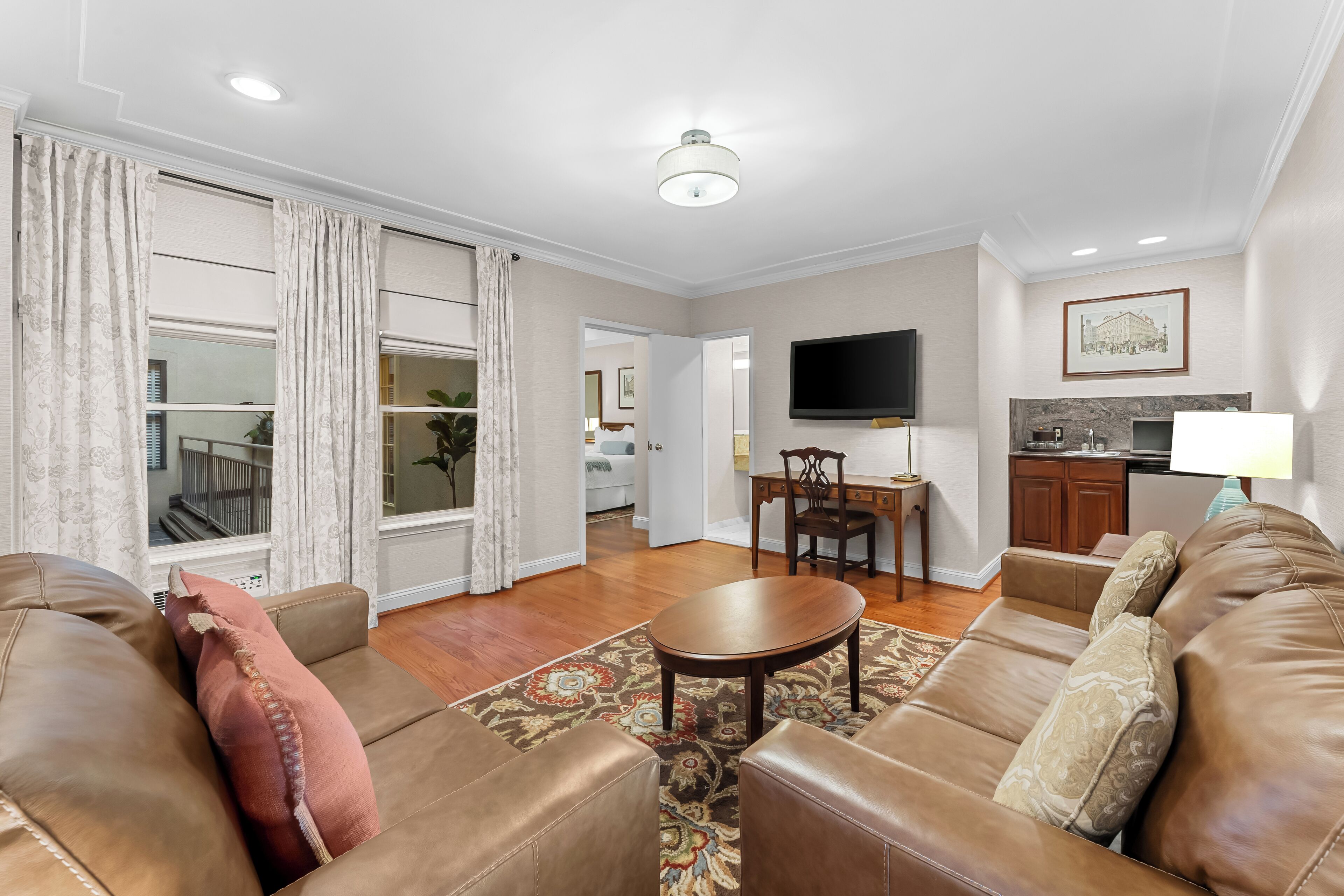 Family Room, TWO QUEEN BED SUITE with Wet Bar | Living area | MP3 dock