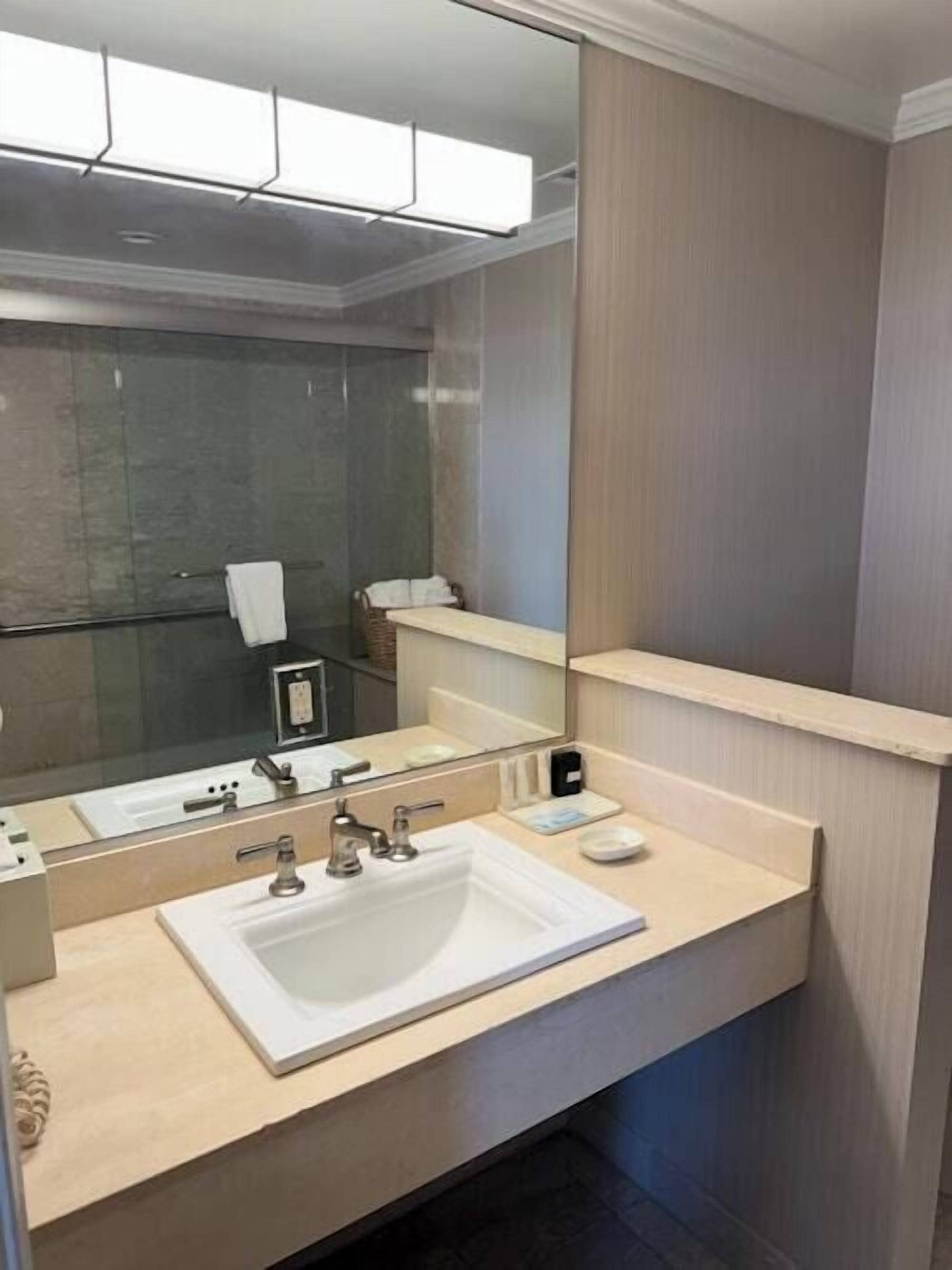 premium room, 1 queen bed with the riverview | bathroom | combined shower/bathtub, free toiletries, hair dryer, bathrobes