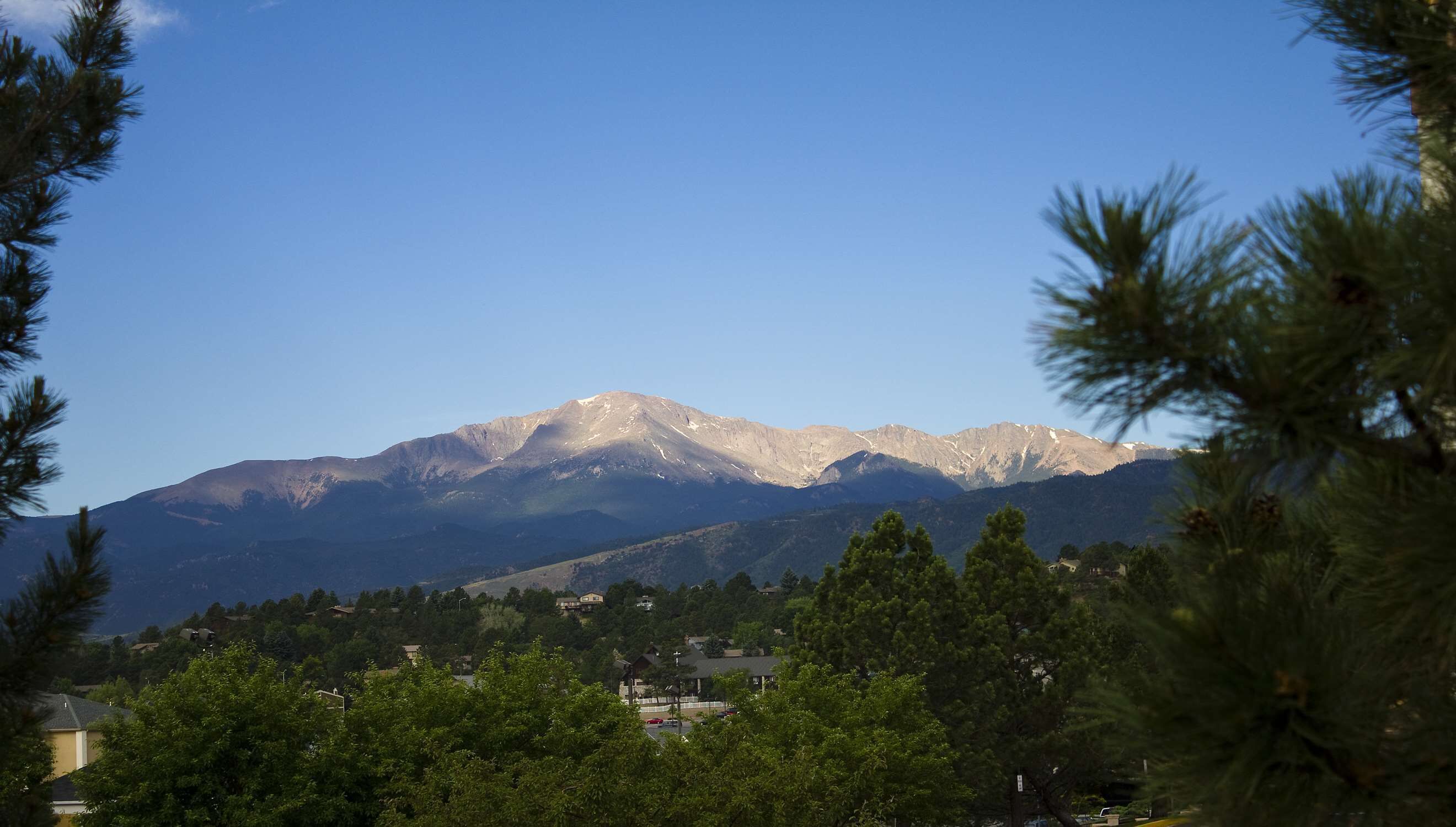 A mountain range with a clear sky.
