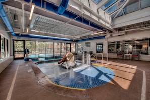 Indoor pool, outdoor pool, sun loungers