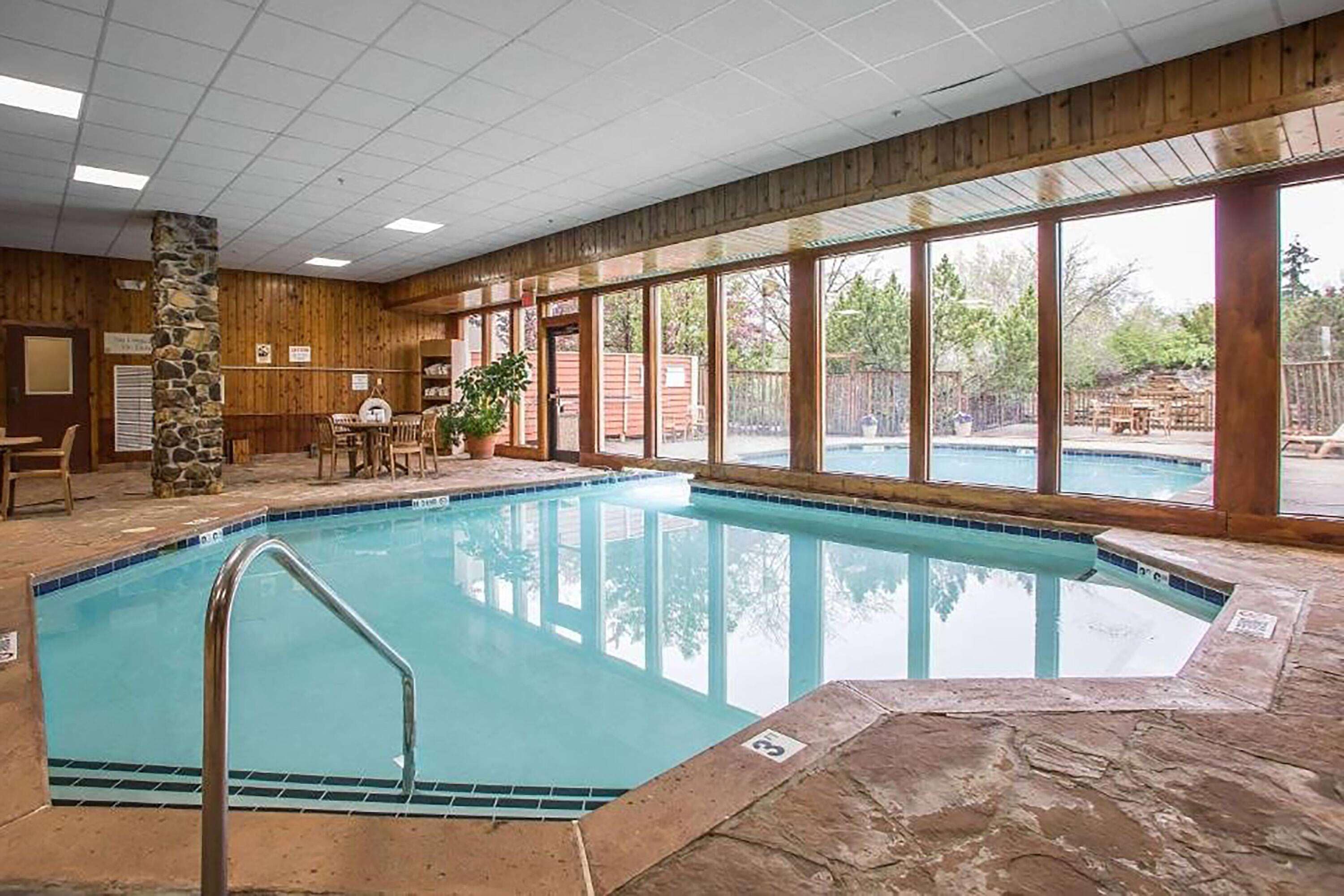 Indoor pool, open 9:00 AM to 9:00 PM, sun loungers